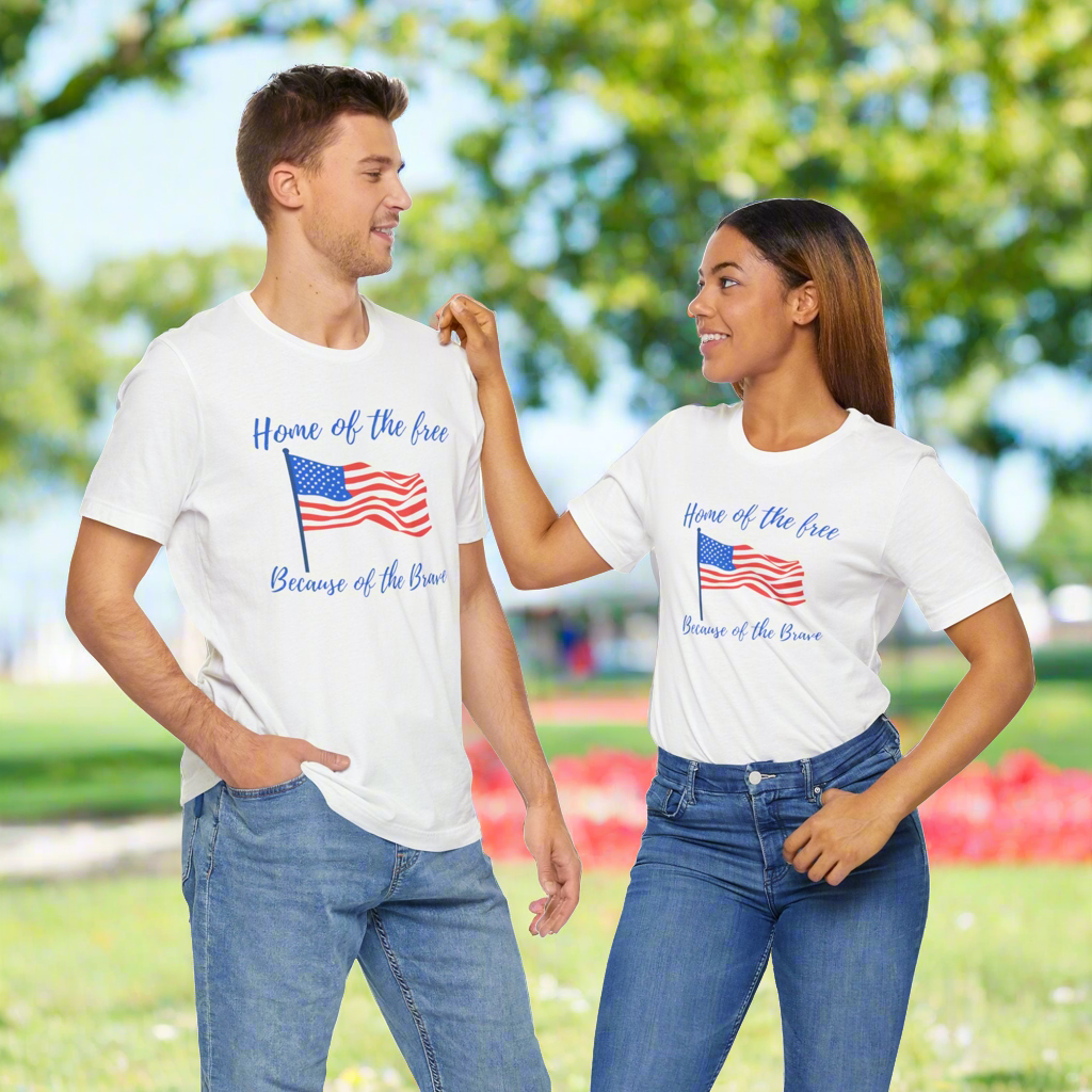 Red, White & Blue - Home of the free Because of the Brave • T-shirt • Express Delivery available | Wyatt & Stella