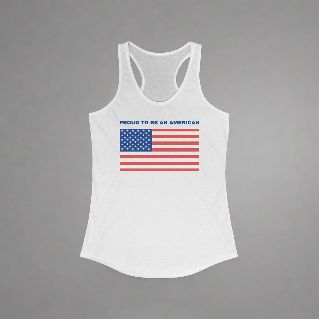 Women's American Flag Tank-Top Proud to be an American with an American flag tank top sizes S to 2XL