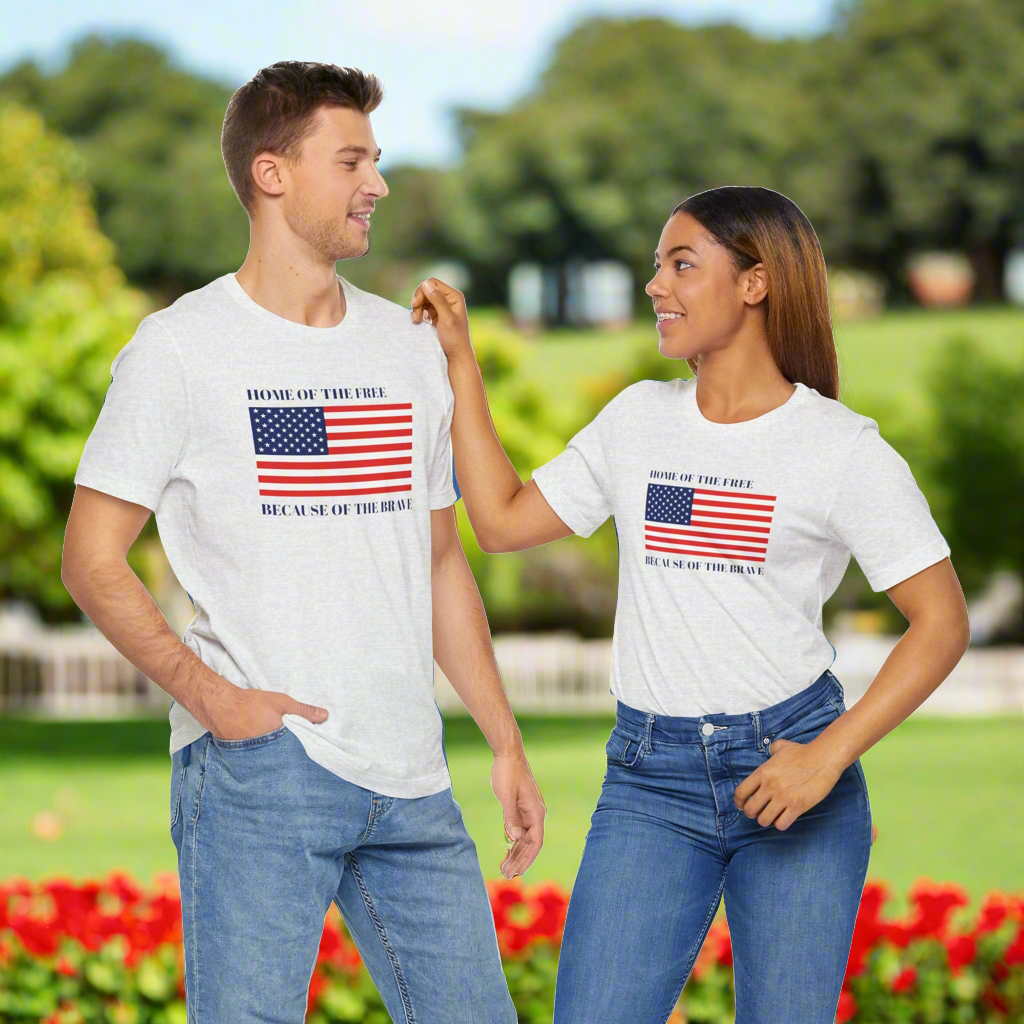 Red, White & Blue • Home of the free Because of the Brave • T-shirt • Express Delivery available | Wyatt & Stella