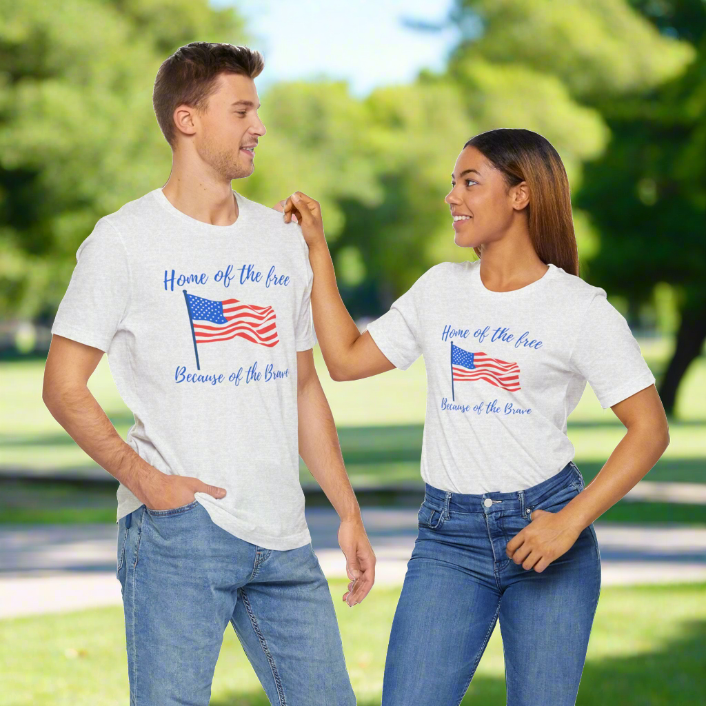 Red, White & Blue - Home of the free Because of the Brave • T-shirt • Express Delivery available | Wyatt & Stella