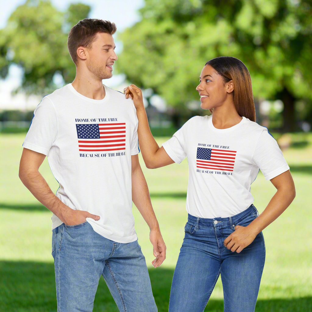 Red, White & Blue • Home of the free Because of the Brave • T-shirt • Express Delivery available | Wyatt & Stella