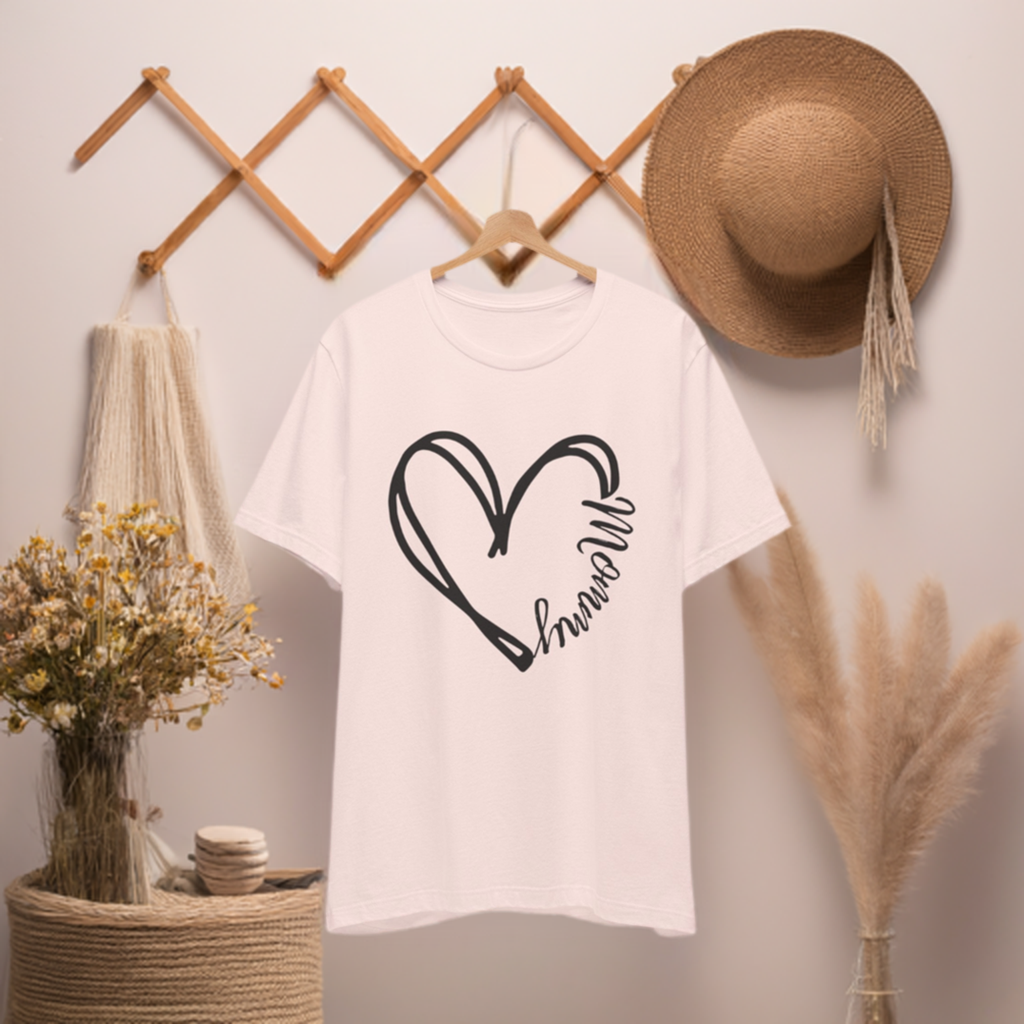 Mommy in a heart short-sleeve t-shirt sizes S to 3XL