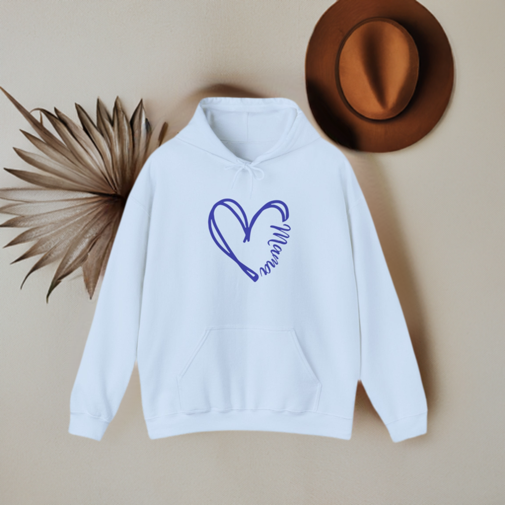 Mama in a heart hooded sweatshirt