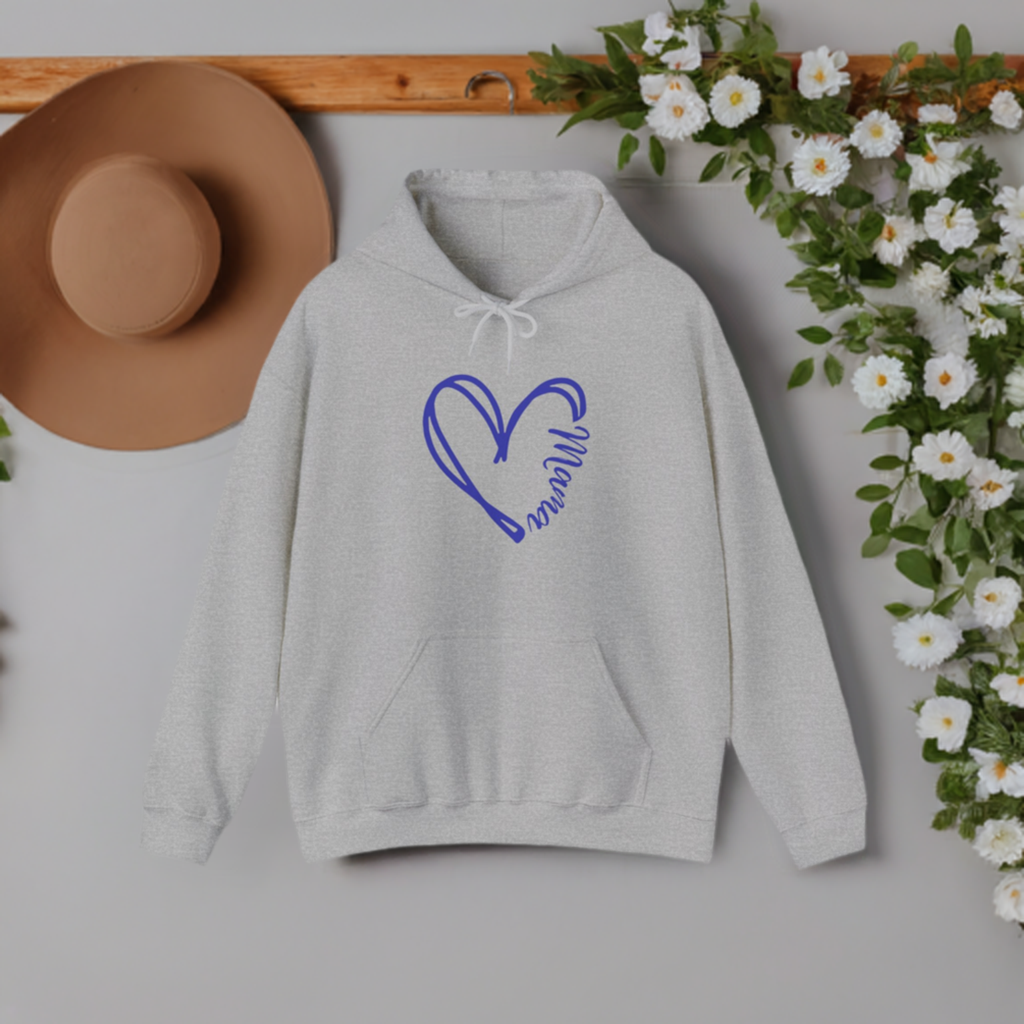 Mama in a heart hooded sweatshirt