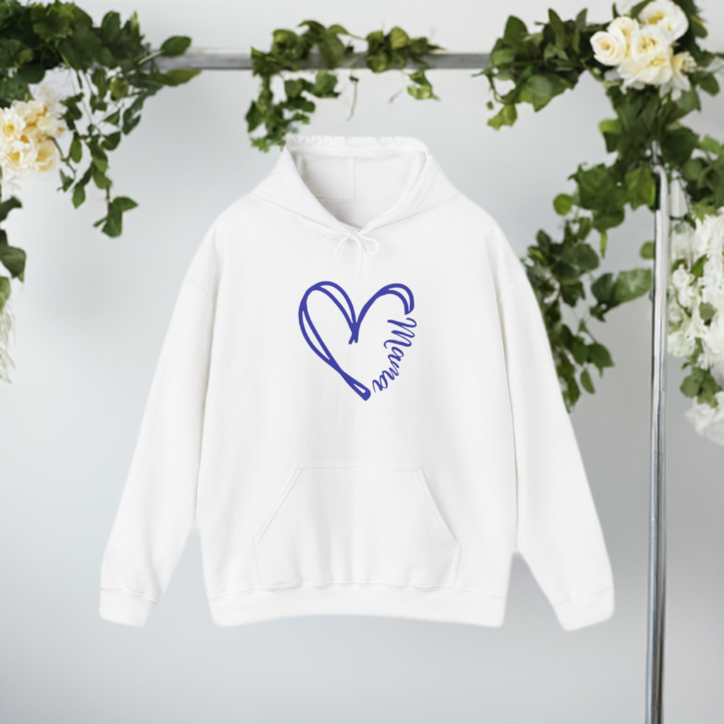 Mama in a heart hooded sweatshirt