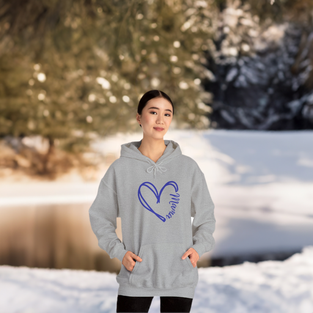 Mama in a heart hooded sweatshirt