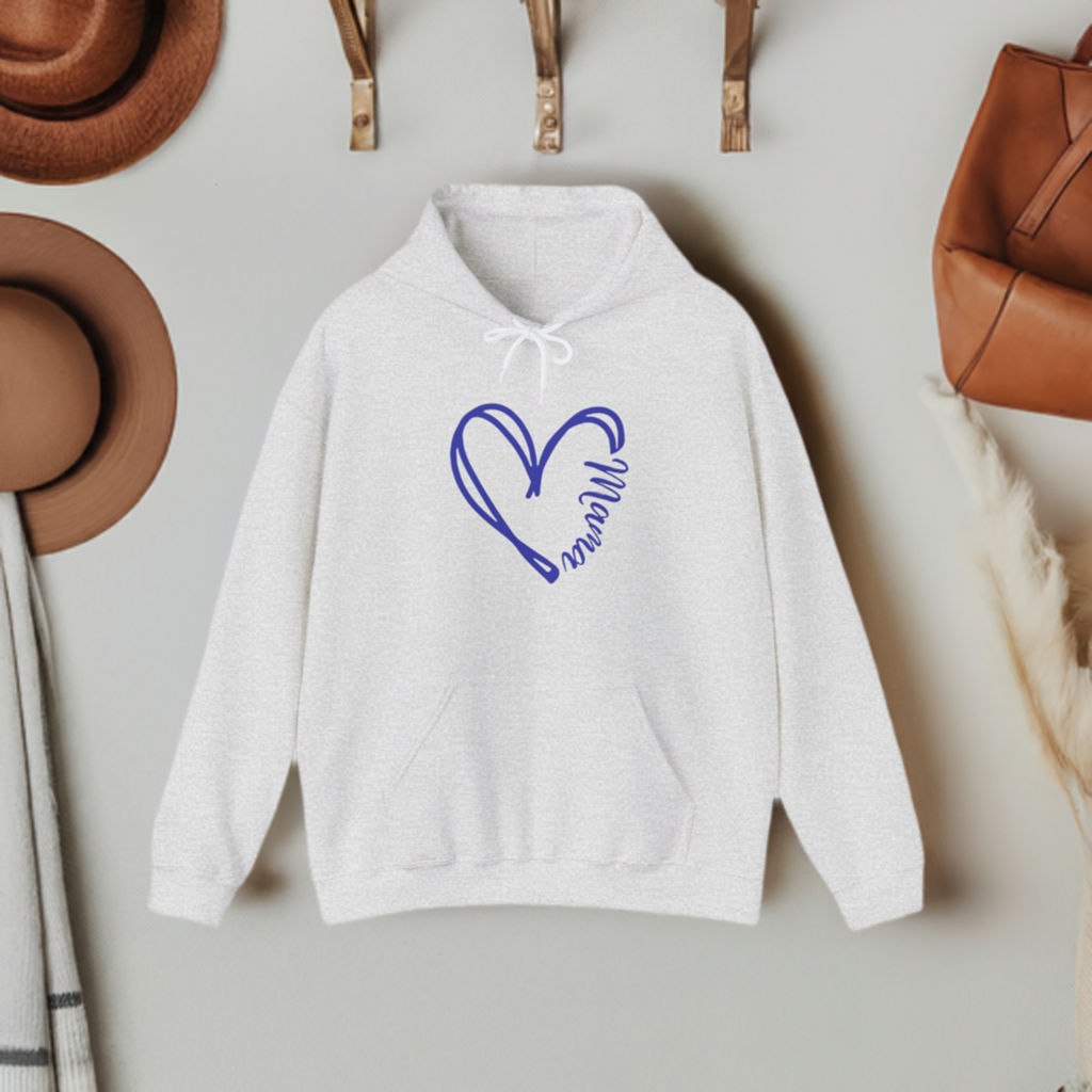 Mama in a heart hooded sweatshirt