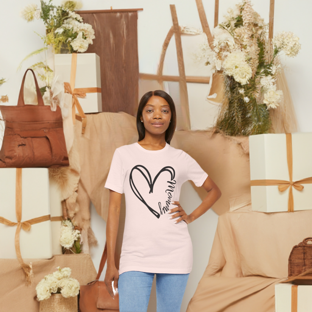 Mommy in a heart short-sleeve t-shirt sizes S to 3XL