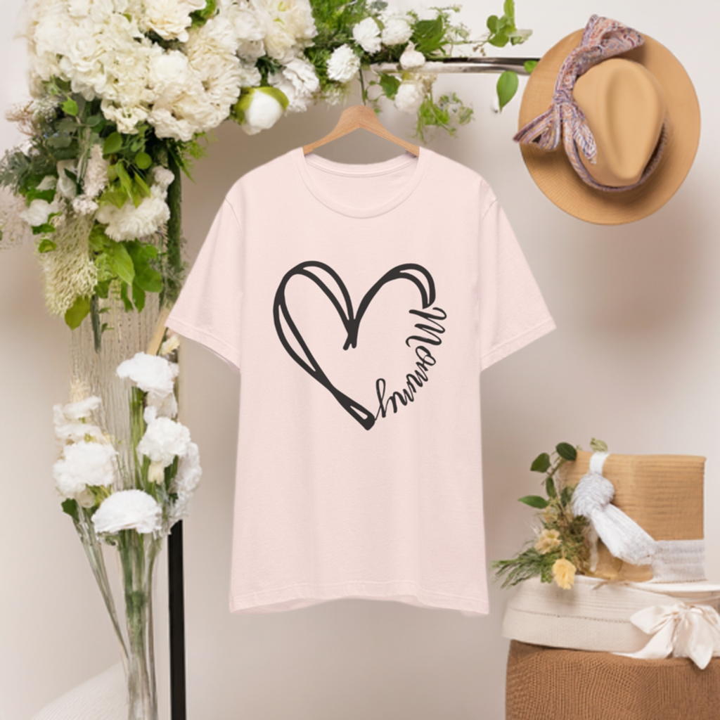 Mommy in a heart short-sleeve t-shirt sizes S to 3XL