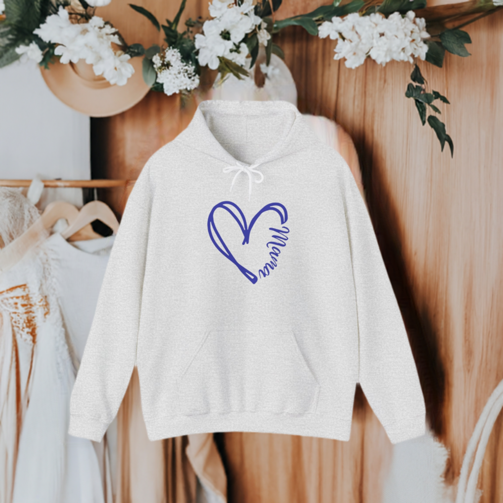 Mama in a heart hooded sweatshirt