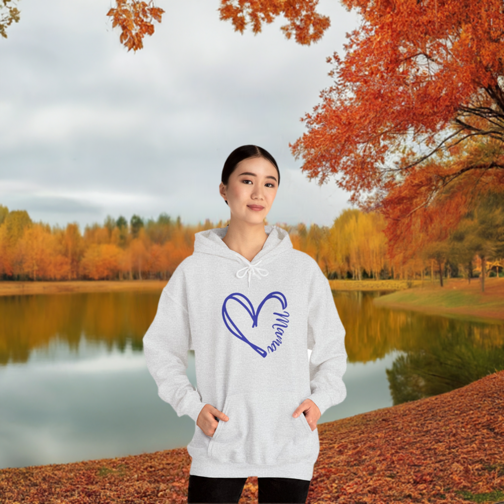 Mama in a heart hooded sweatshirt