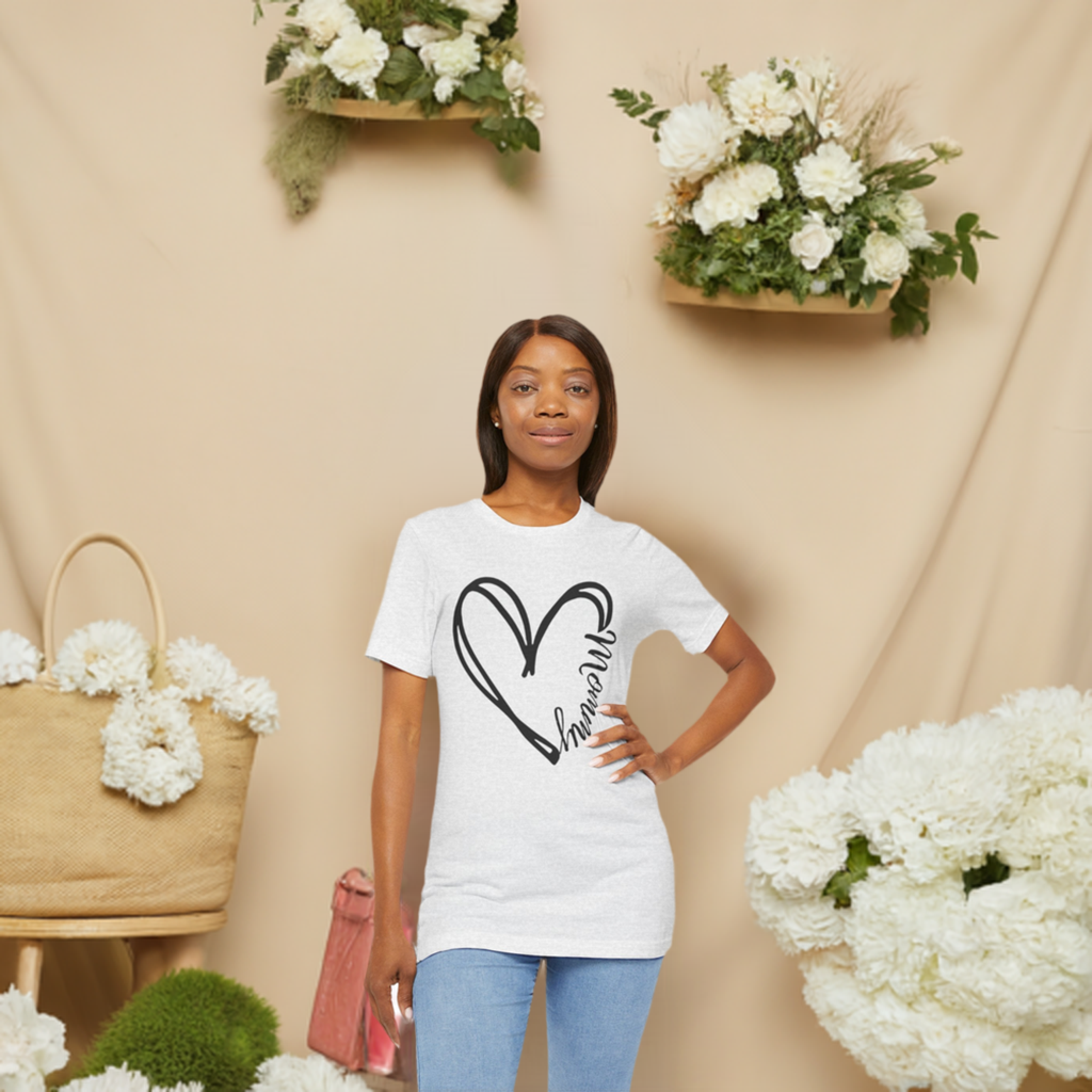 Mommy in a heart short-sleeve t-shirt sizes S to 3XL